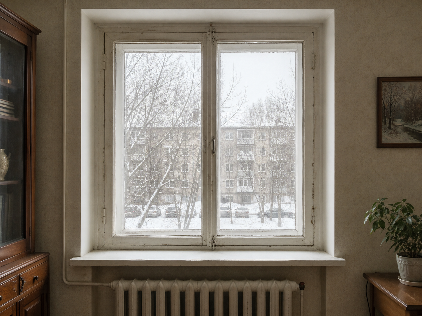 Двухстворчатое окно до замены